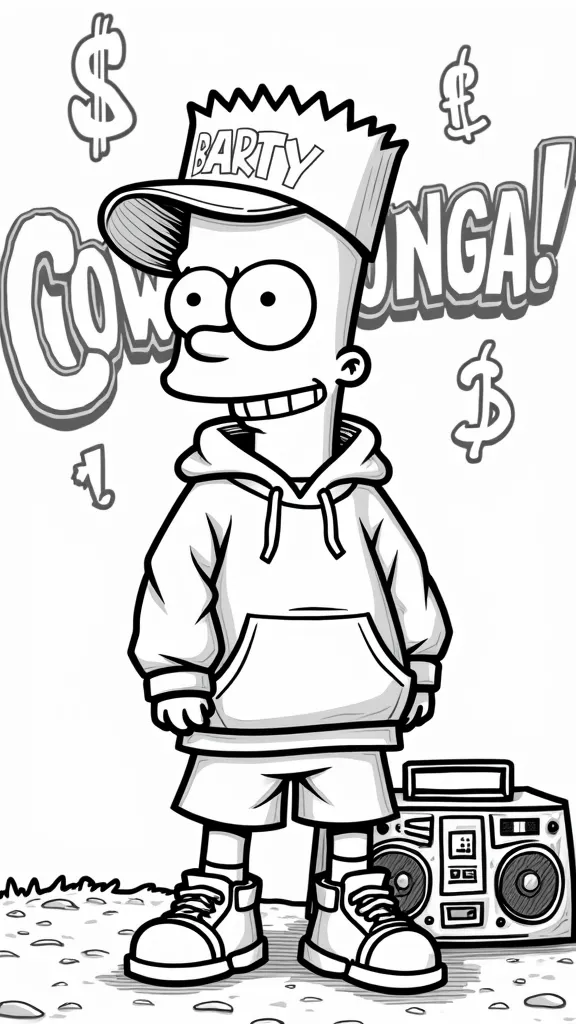 coloriage gangsta bart simpson